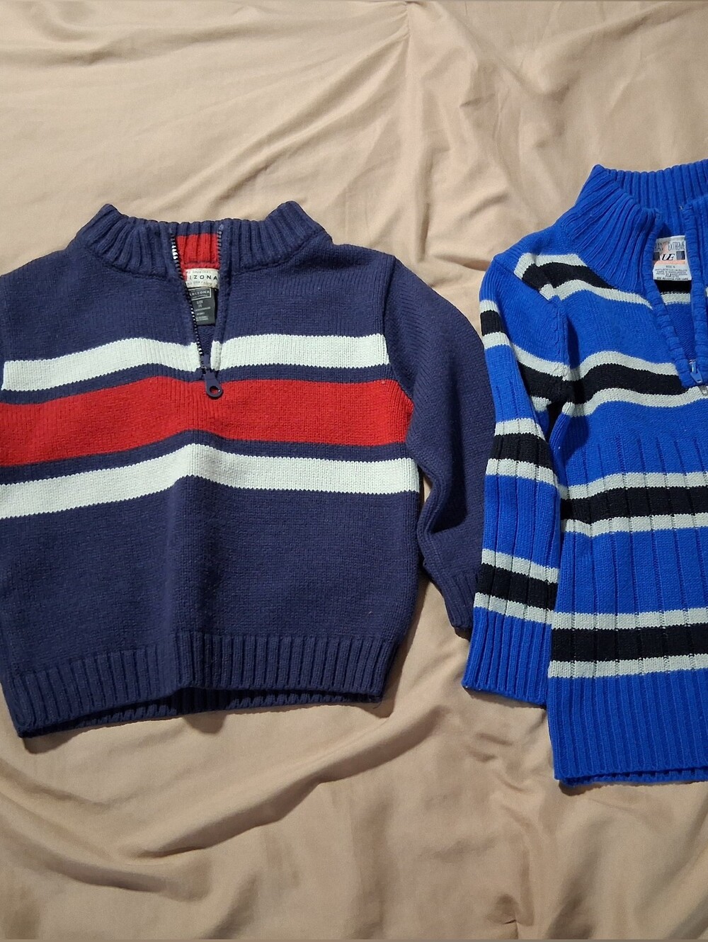 Arizona Urban Extreme Navy Blue Striped Half-Zip Pull On Sweaters Casual Size 4